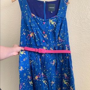 ModCloth spaceship dress with pink belt
